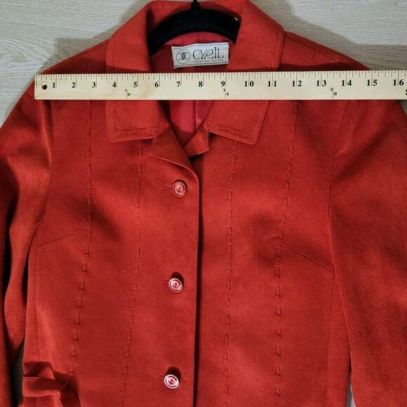 Vintage CYRIL Creation Suisse- Germany Made Faux Suede Blazer- Western- Red - Picture 9 of 13